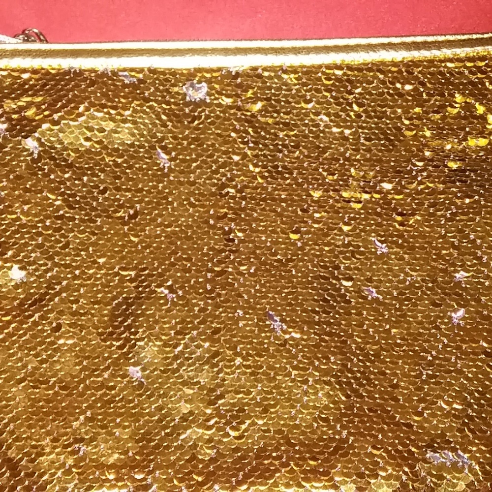 SQUIN  GOLD-SILVER HAND BAG MAKEUP, PARTY, EVENIN
